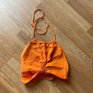 Reformation Meri Linen Top in Citrus Size 8